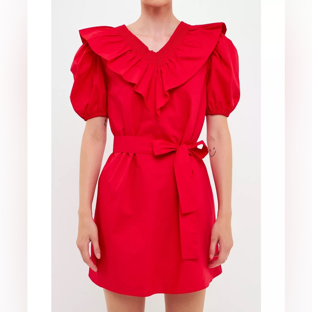English Factory smocked ruffle mini dress - size m